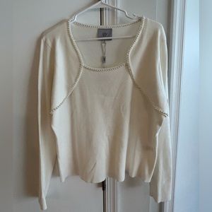 LIV blouse sweater with pearl accents. Size large